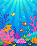 Vibrant Undersea Life Coral Design Rug