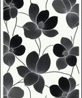 Artistic Black White Floral Line Art Rug
