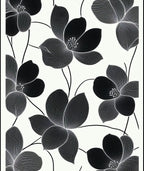 Artistic Black White Floral Line Art Rug