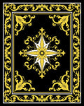 Ornate Black and Yellow Floral Scroll Rug