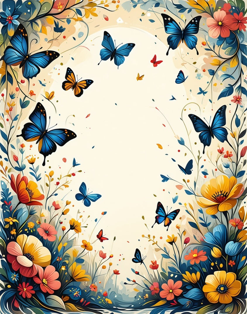 Vibrant Butterfly and Floral Meadow Rug