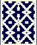 Navy Ivory Ornate Geometric Pattern Rug