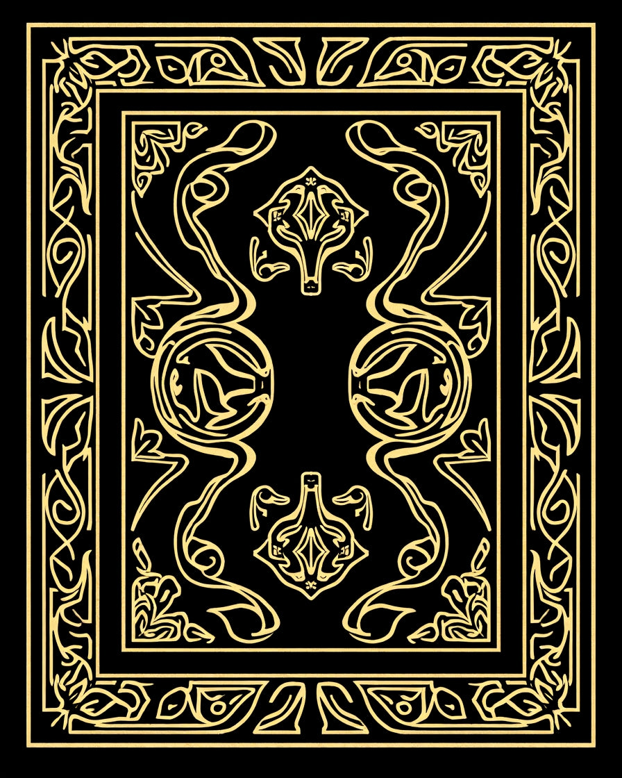 Art Nouveau Golden Illuminated Pattern Rug