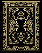 Art Nouveau Golden Illuminated Pattern Rug