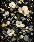 Elegant Black Gold Floral Swirl Pattern Rug