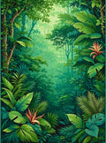 Lush Jungle Leaf Floral Pattern Rug