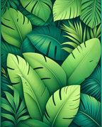 Lush Tropical Leaf Pattern Art Rug