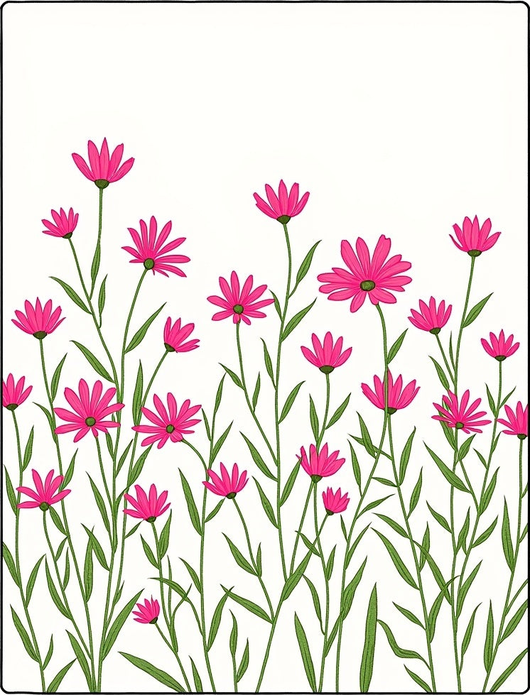 Pink Daisy Field Pattern Rug