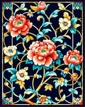 Vibrant Floral Art Nouveau Pattern Design Rug
