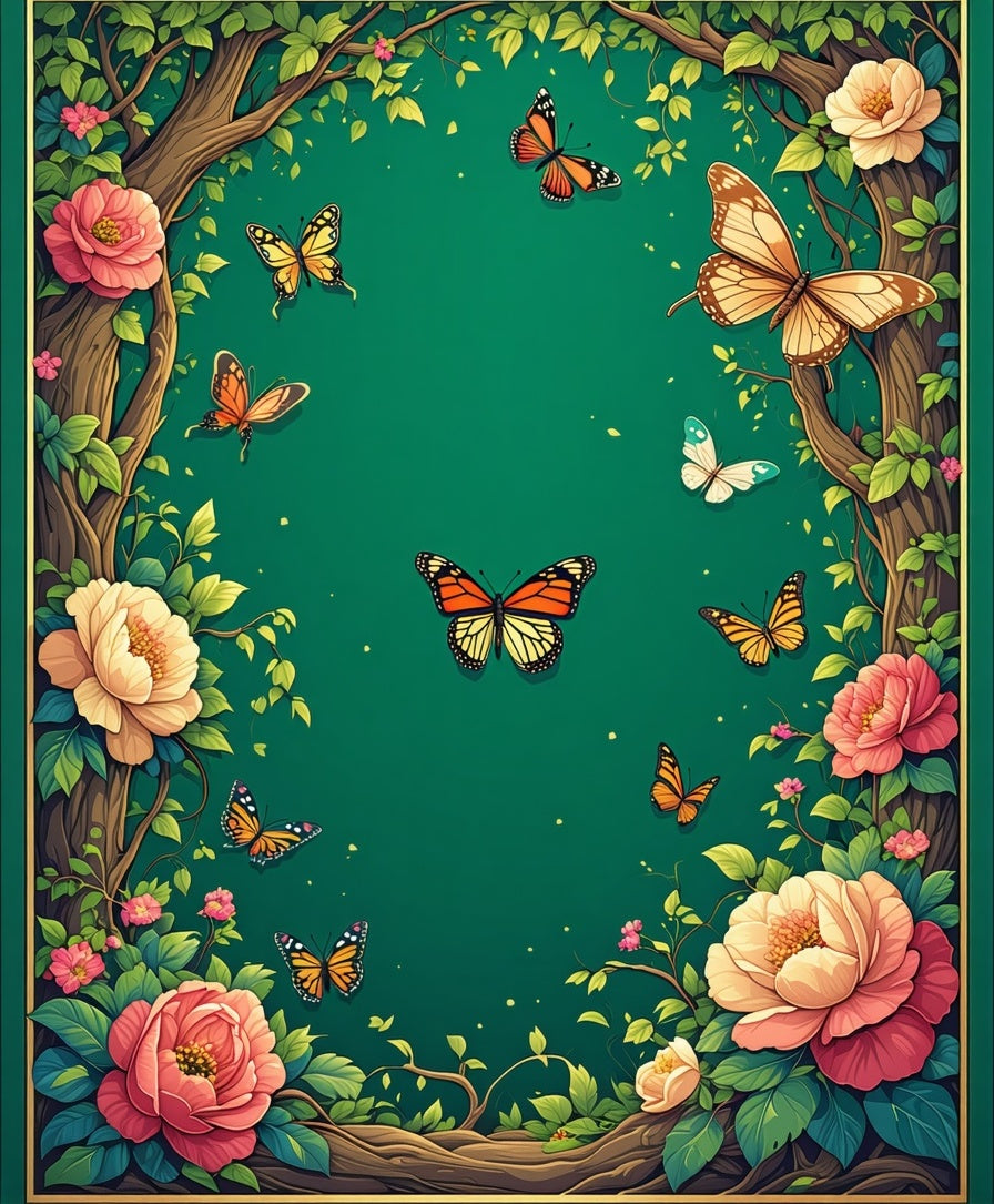Enchanting Butterfly Floral Garden Rug