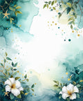 Coastal Watercolor Floral Botanical Design Rug