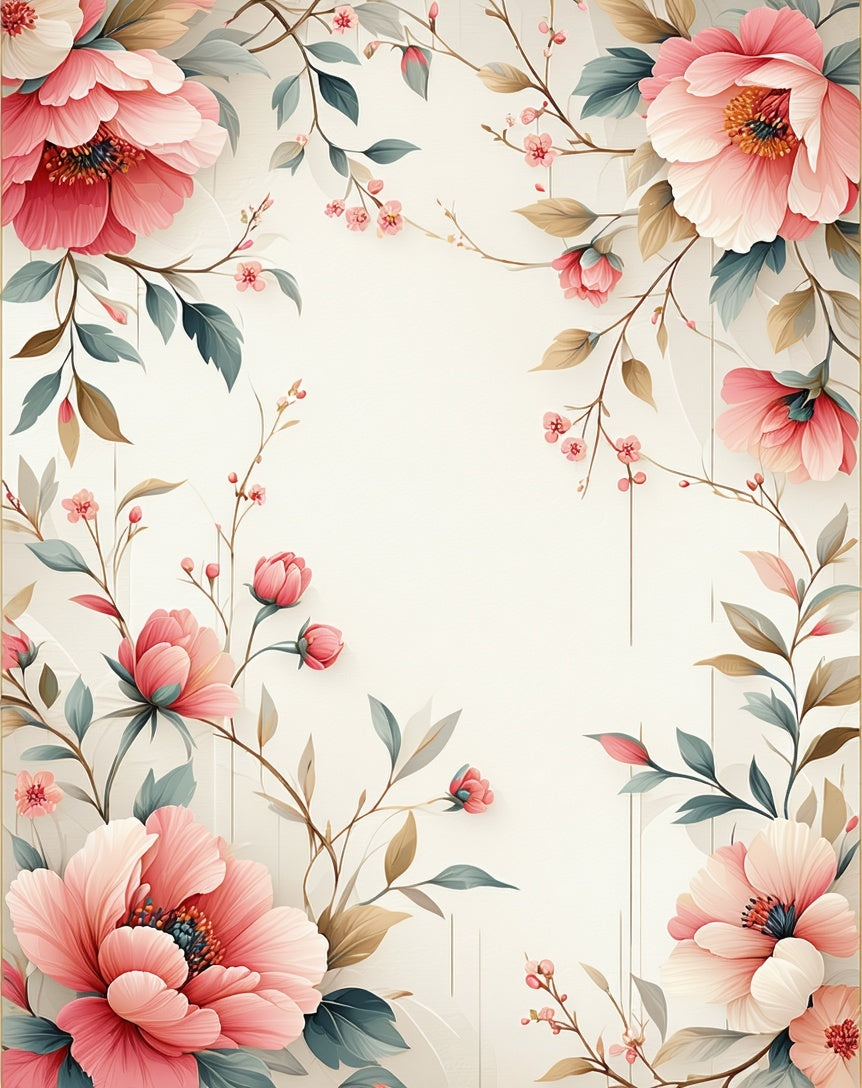 Delicate Floral Vine Pastel Pink Rug