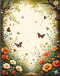 Whimsical Butterflies Floral Meadow Design Rug