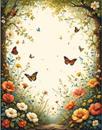 Whimsical Butterflies Floral Meadow Design Rug