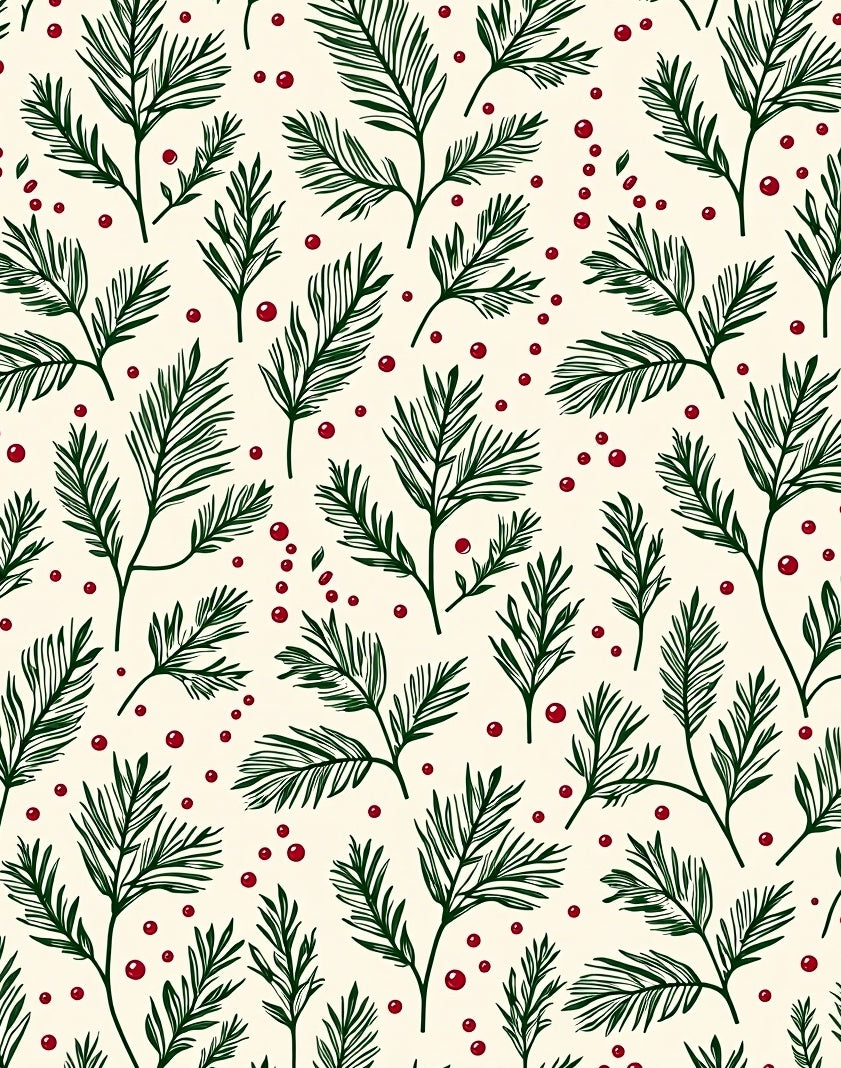 Evergreen Sprigs with Red Berries Rug