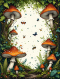 Enchanted Forest Mushroom Butterfly Pattern Rug
