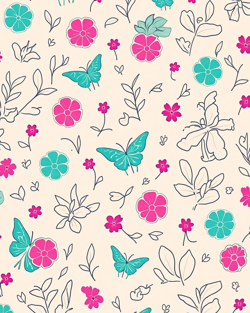 Whimsical Butterfly Flower Garden Print Rug