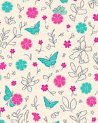 Whimsical Butterfly Flower Garden Print Rug