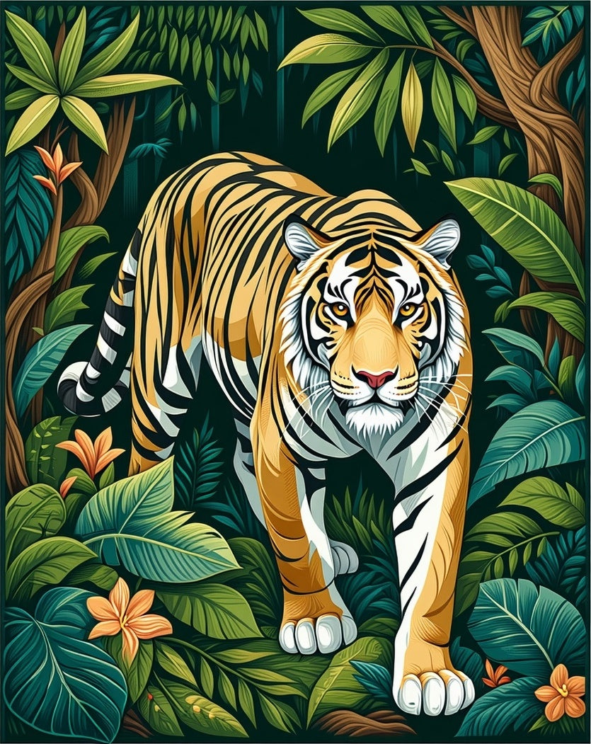 Exotic Tiger Jungle Lush Design Rug