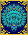 Turquoise Peacock Feather Mandala Rug