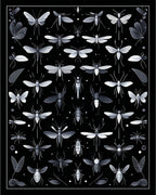 Insects Motif on Dark Background Rug