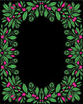 Vibrant Green Pink Berry Foliage Frame Rug