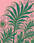 Tropical Palm Frond Swirls Rug