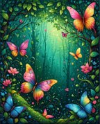 Whimsical Forest Butterfly Garden Design Rug