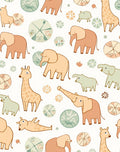 Cute Elephant Giraffe Safari Pattern Rug