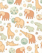 Cute Elephant Giraffe Safari Pattern Rug