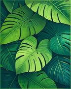 Tropical Green Leaf Pattern Rug