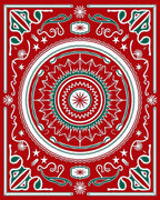 Bold Red Festivity Medallion Rug