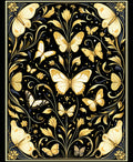 Elegant Gold Butterfly Floral Pattern Rug