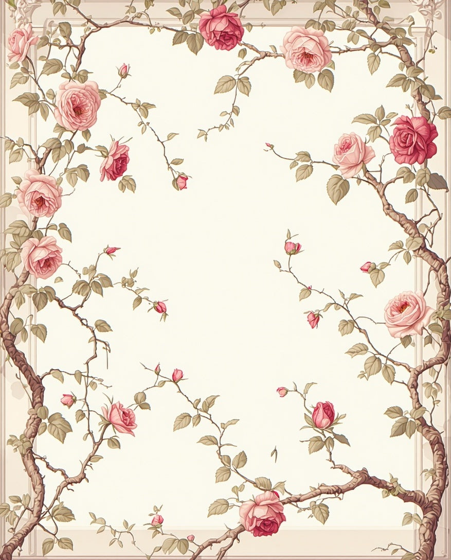 Vintage Rose Vine Pattern Rug
