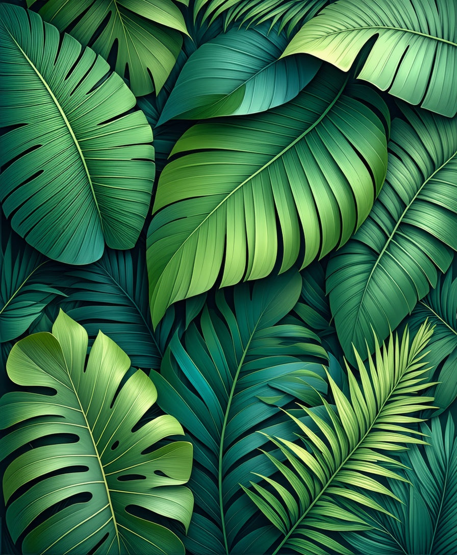 Lush Tropical Leaf Design Rug