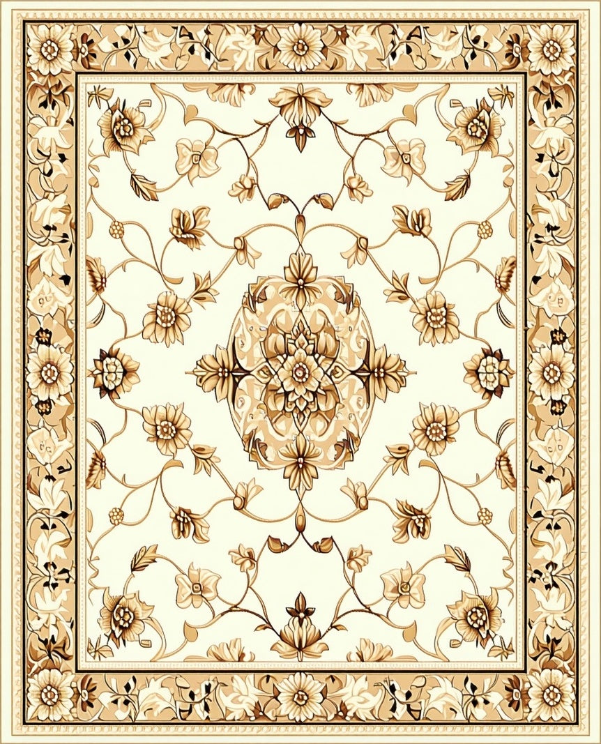 Elegant Floral Vines Garden Pattern Rug