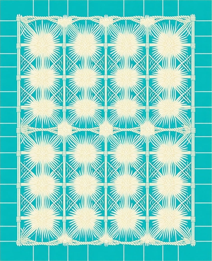 Coastal Sunburst Geometric Pattern Rug