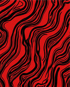 Bold Red Black Abstract Swirls Rug