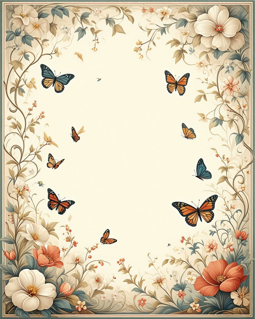 Botanical Butterfly Whimsical Garden Rug
