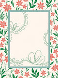 Coral Floral Vine Border Rug