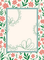 Coral Floral Vine Border Rug