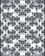 Symmetrical Floral Line Art Rug