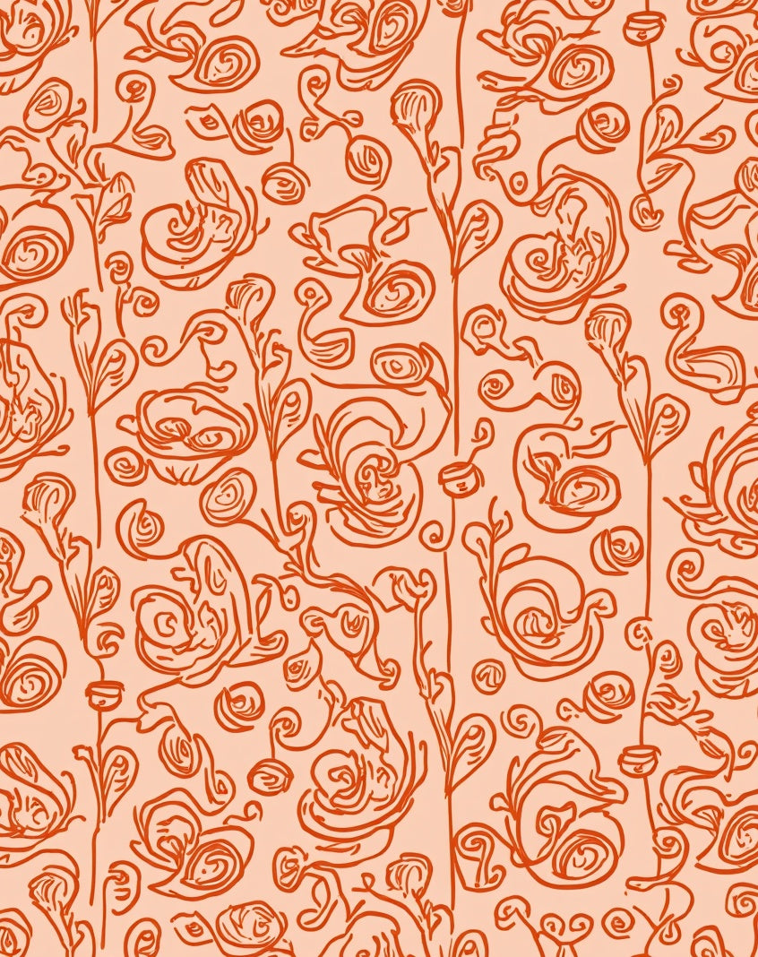 Whimsical Floral Sketch Pattern Rug