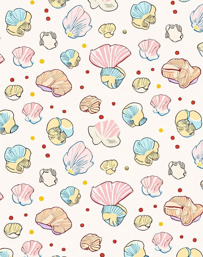 Playful Shell Design With Dots Rug