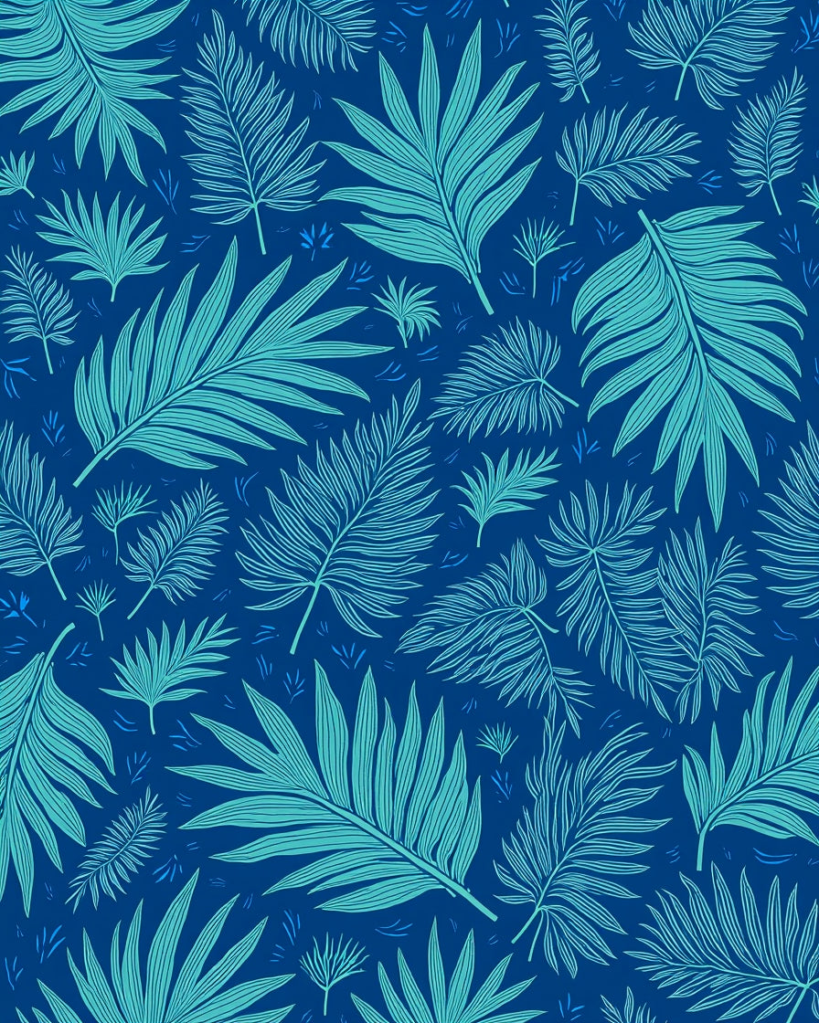 Tropical Leaf Pattern Abstract Design Rug