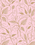 Elegant Pink Gold Floral Scroll Rug
