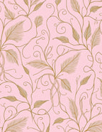 Elegant Pink Gold Floral Scroll Rug