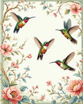 Lively Hummingbirds Floral Garden Design Rug