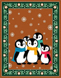 Whimsical Penguin Family Snowflake Border Rug