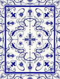 Vintage Blue Floral Symmetry Pattern Rug